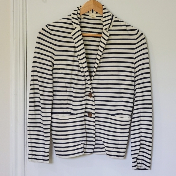 J. Crew Blue and white striped Soft Cotton Blazer Jacket Size XS - Picture 4 of 15